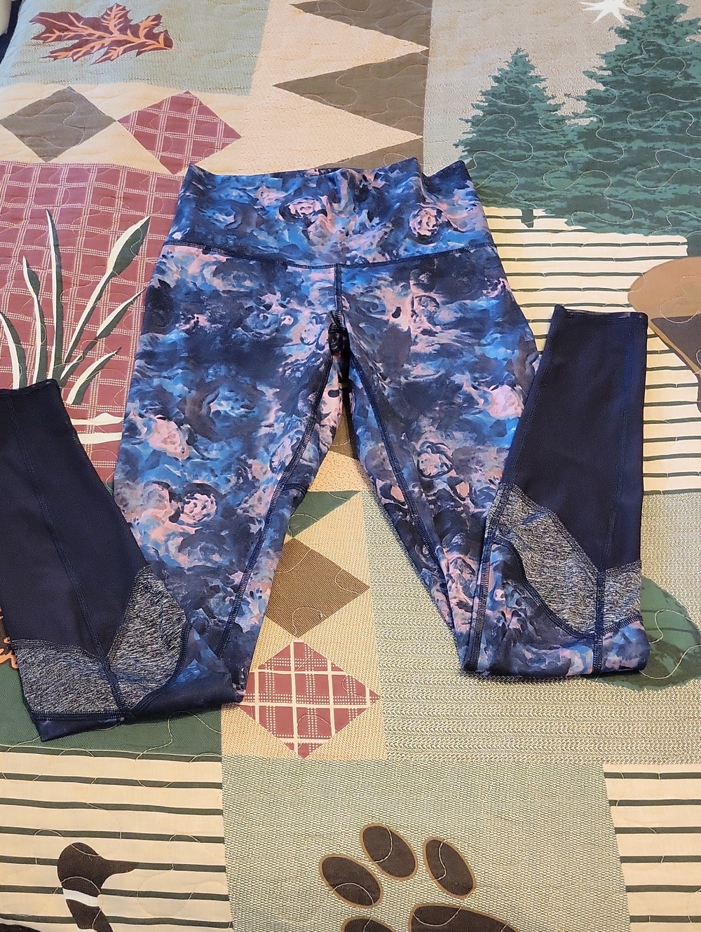 lululemon athletica Navy and Pink Marble Print Leggings
